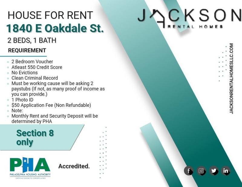 House for rent at 1840 E Oakdale St #1, Philadelphia, PA 19125