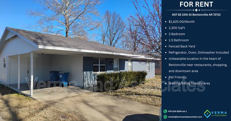 House for rent at 607 SE 10th St, Bentonville, AR 72712