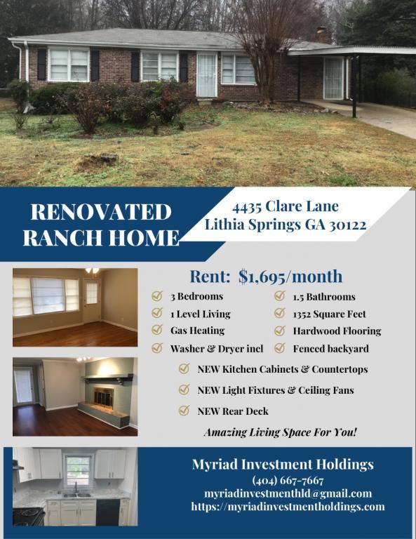 House for rent at 4435 Clare Lane, Lithia Springs, GA 30122