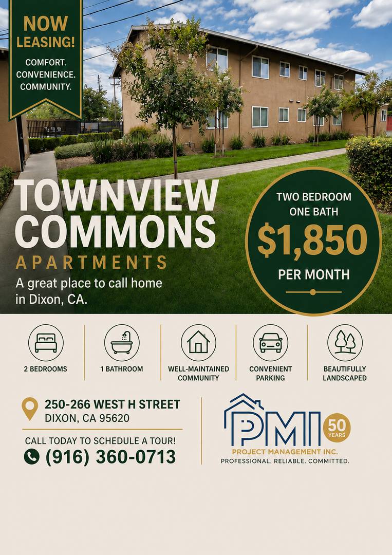 Apartment for rent at Townview Commons, 250-266 W H St, Dixon, CA 95620