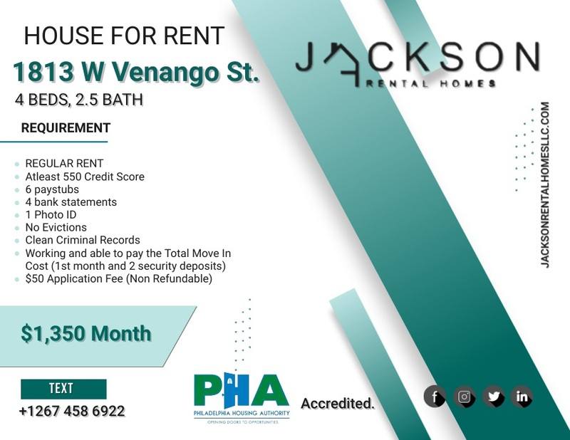 House for rent at 1813 W Venango St, Philadelphia, PA 19140