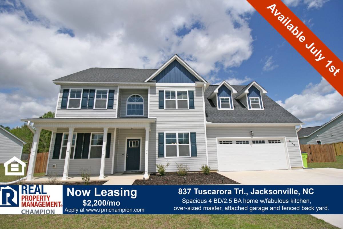 House for rent at 837 Tuscarora Trail, Jacksonville, NC 28546