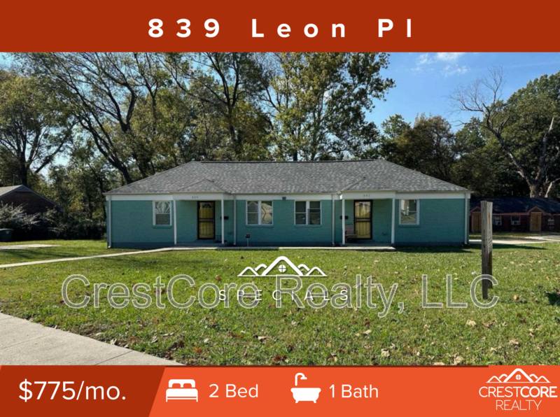 House for rent at 839 Leon Place, Memphis, TN 38107