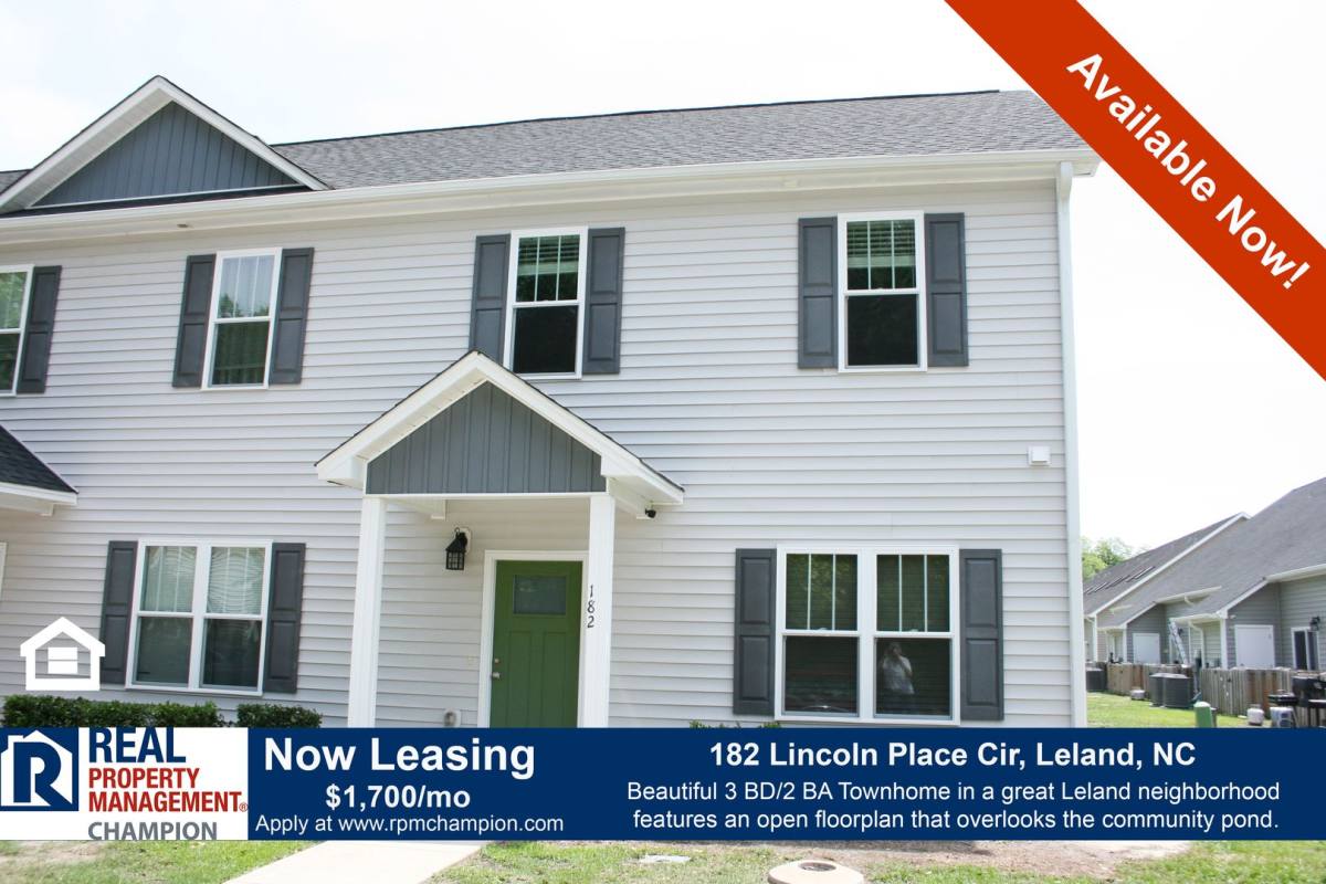 Townhouse for rent at 182 Lincoln Place Circle, Leland, NC 28451