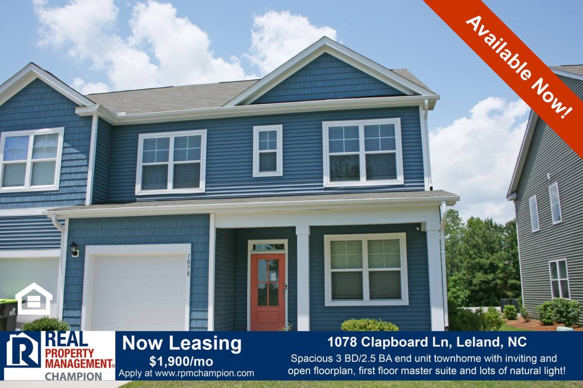 Townhouse for rent at 1078 Clapboard Lane, Leland, NC 28451