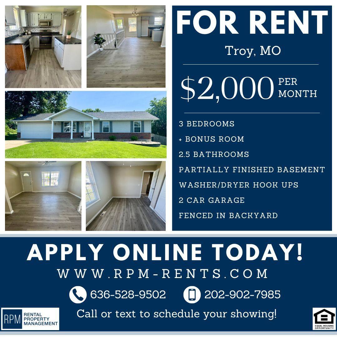 House for rent at 1214 Hawthorne Court, Troy, MO 63379