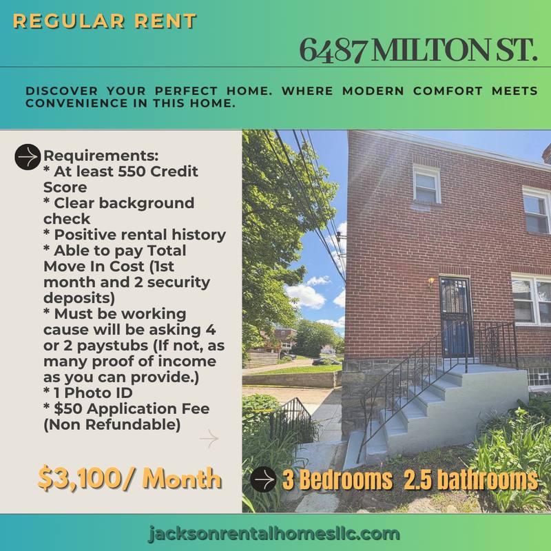House for rent at 6487 Milton St, Philadelphia, PA 19119