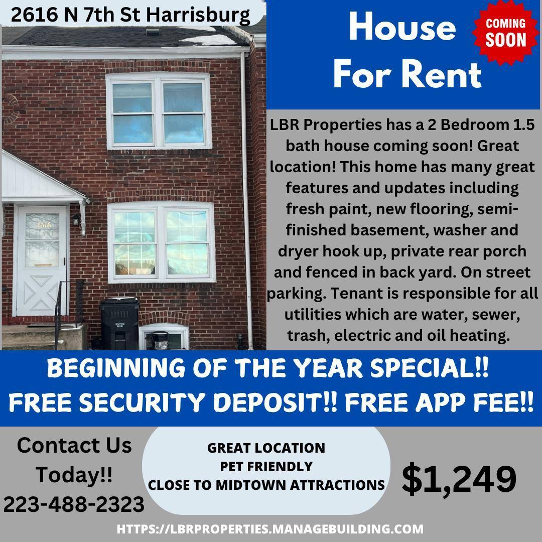 House for rent at 2616 N 7th St, Harrisburg, PA 17110