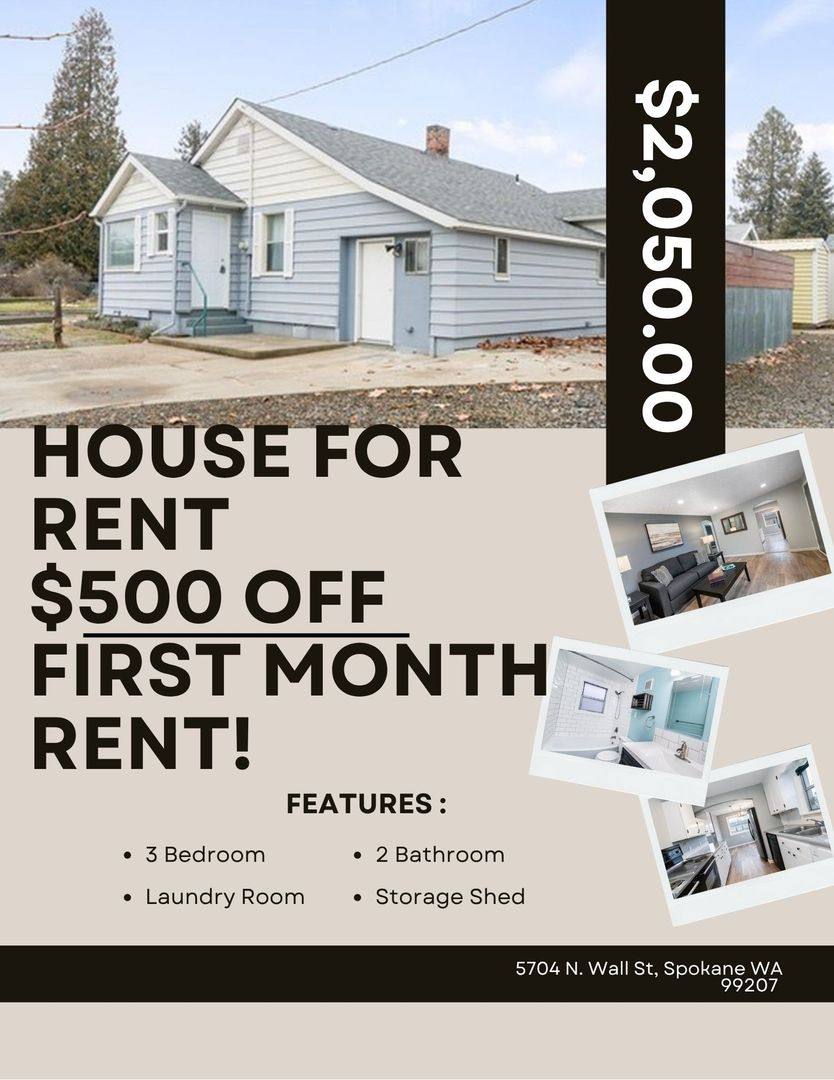 House for rent at 5704 N Wall St, Spokane, WA 99205