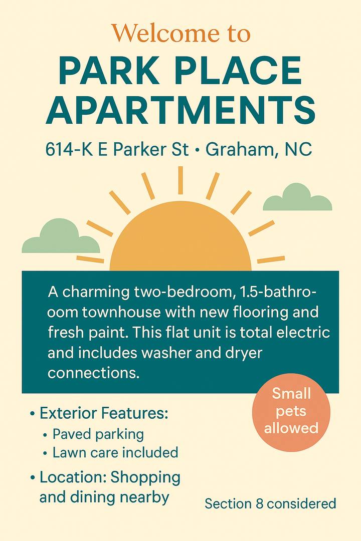 Townhouse for rent at 614 E Parker St, Graham, NC 27253