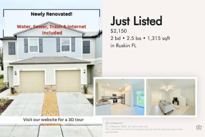 Townhouse for rent at 2579 Sunray Venus Way, Ruskin, FL 33570