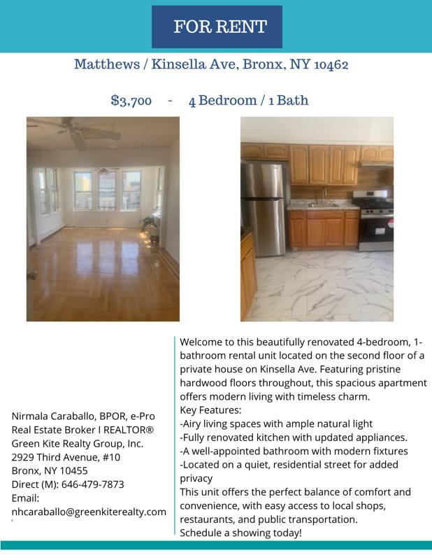 Apartment for rent at 861 Kinsella St #2, Bronx, NY 10462