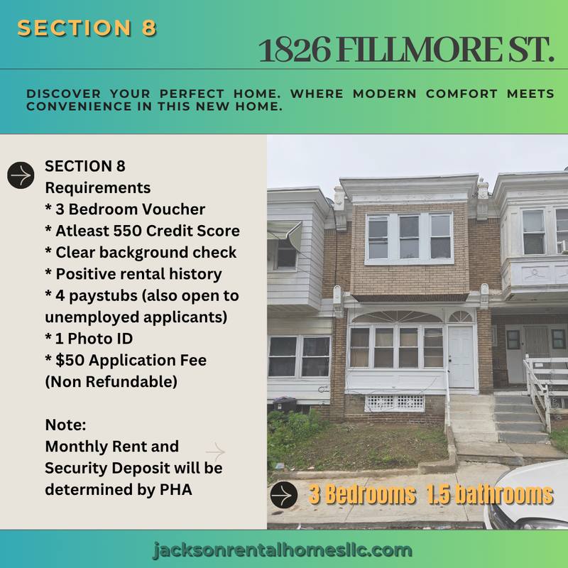 House for rent at 1826 Fillmore St, Philadelphia, PA 19124