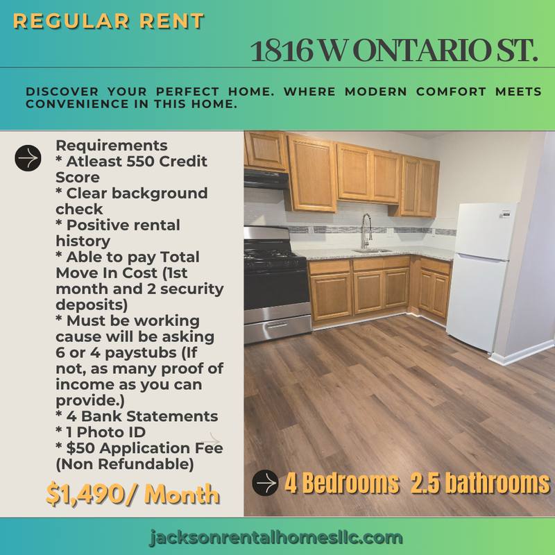 House for rent at 1816 W Ontario St, Philadelphia, PA 19140
