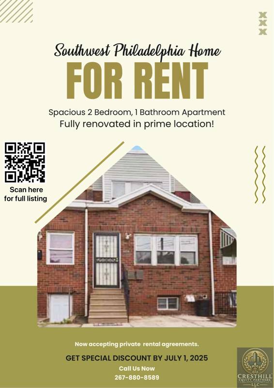 Apartment for rent at 5953 Chester Ave #2, Philadelphia, PA 19143