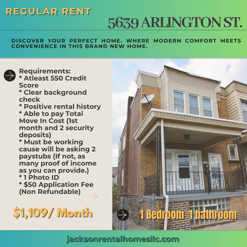 Apartment for rent at 5639 Arlington St #1, Philadelphia, PA 19131