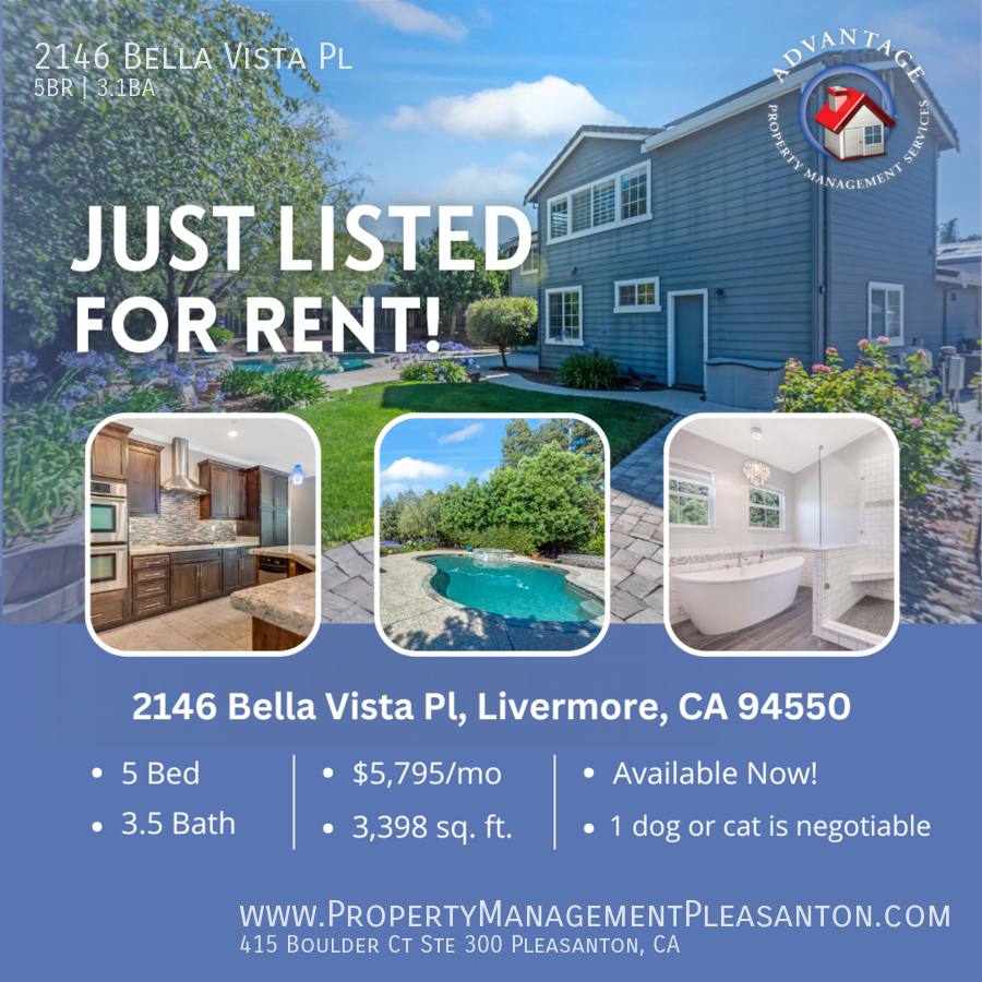 House for rent at 2146 Bella Vista Place, Livermore, CA 94550