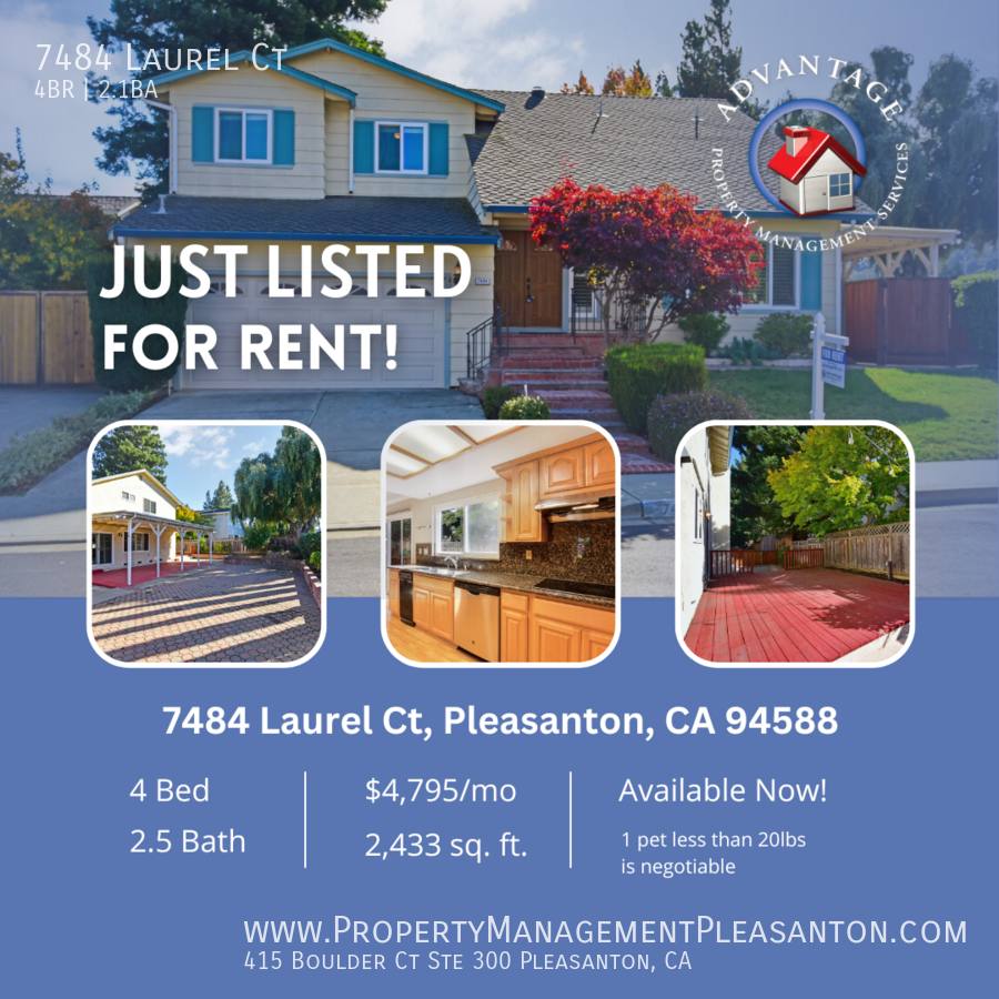 House for rent at 7484 Laurel Court, Pleasanton, CA 94588
