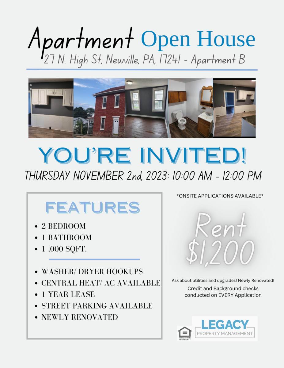 Apartment for rent at 27 N High St #27B, Newville, PA 17241