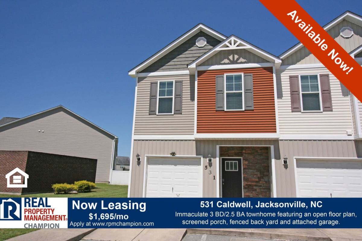 Townhouse for rent at 531 Caldwell Loop, Jacksonville, NC 28546