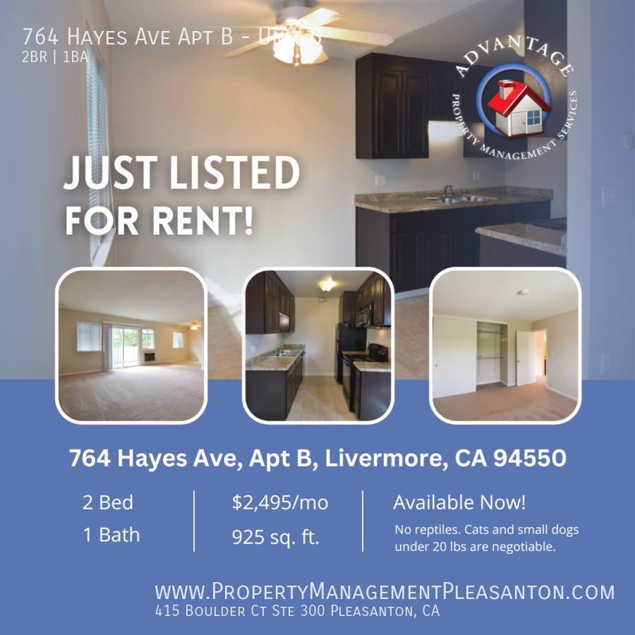Apartment for rent at 764 Hayes Ave #B, Livermore, CA 94550