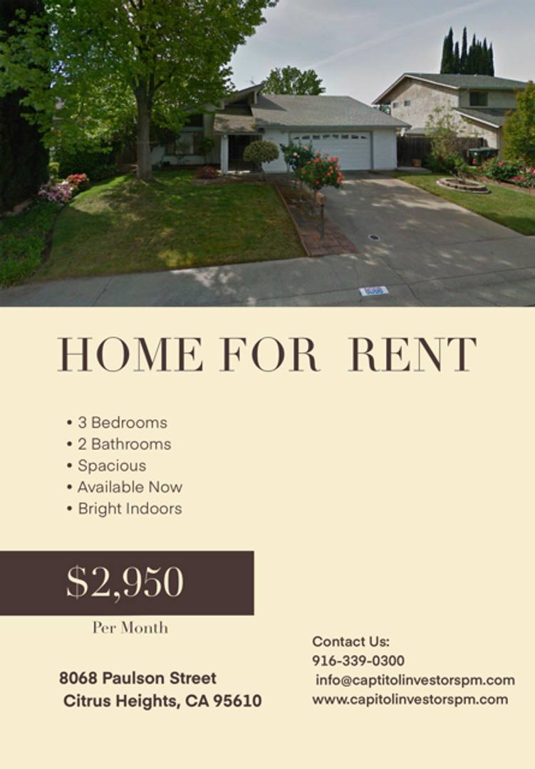 House for rent at 8068 Paulson St, Citrus Heights, CA 95610