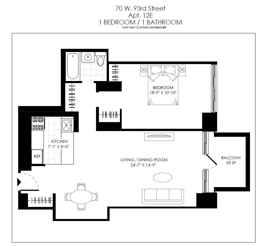 Apartment for rent at 70 W 93rd St #12EE, New York, NY 10025