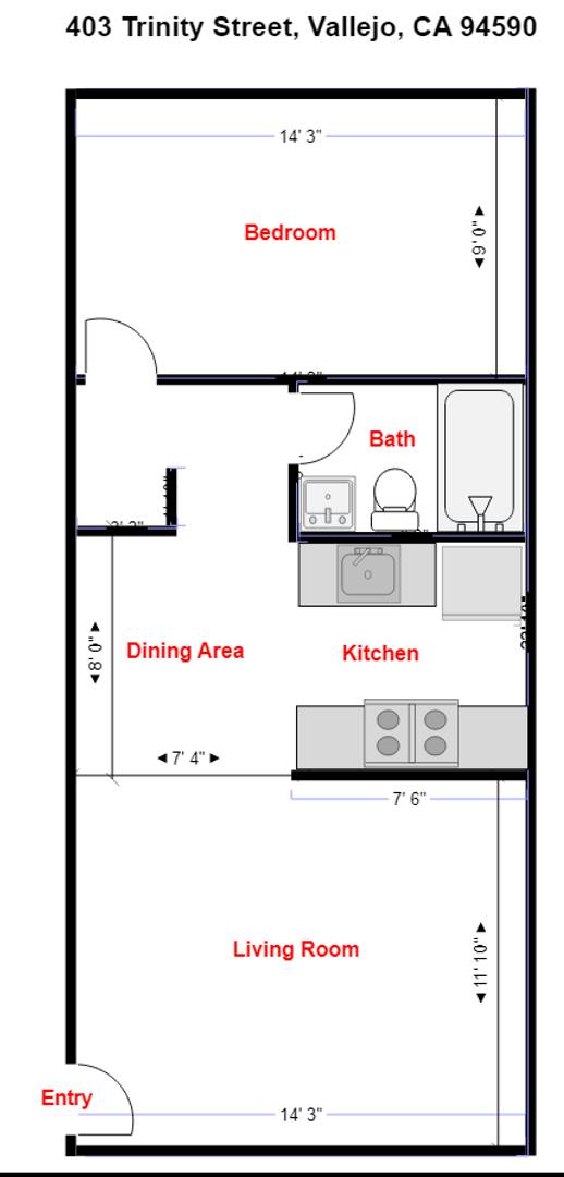 Apartment for rent at 403 Trinity St, Vallejo, CA 94590