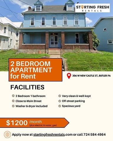 Apartment for rent at 306 New Castle St #4, Butler, PA 16001
