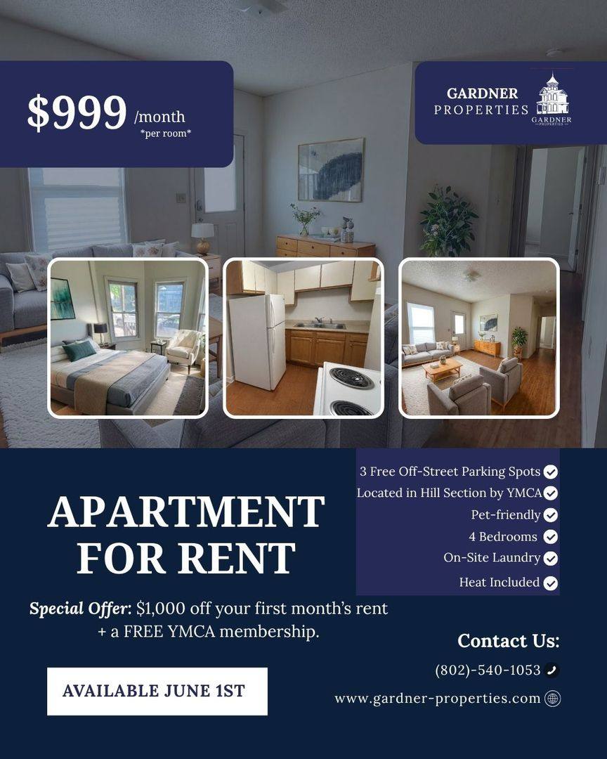 Apartment for rent at 66 Hungerford Terrace, Burlington, VT 05401