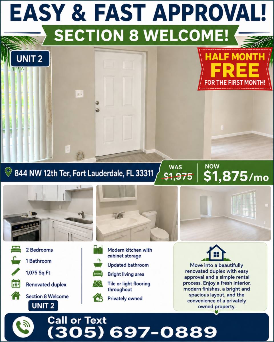 Townhouse for rent at 844 NW 12th Terrace, Fort Lauderdale, FL 33311