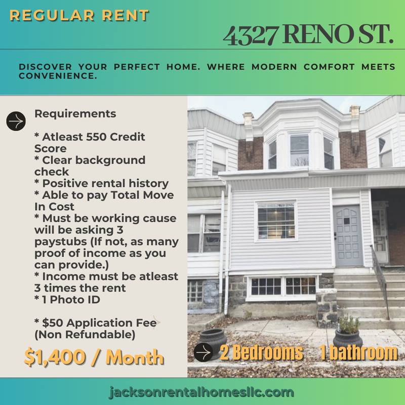 Apartment for rent at 4327 Reno St, Philadelphia, PA 19104
