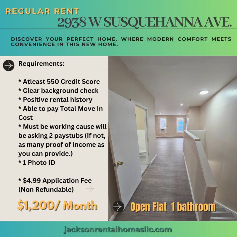 Apartment for rent at 2938 W Susquehanna Ave #1, Philadelphia, PA 19121