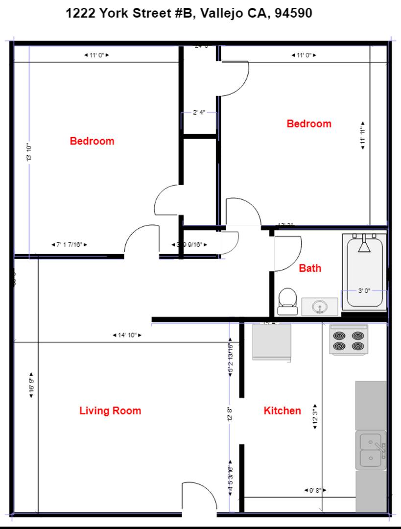 Apartment for rent at 1222-B York St, Vallejo, CA 94590