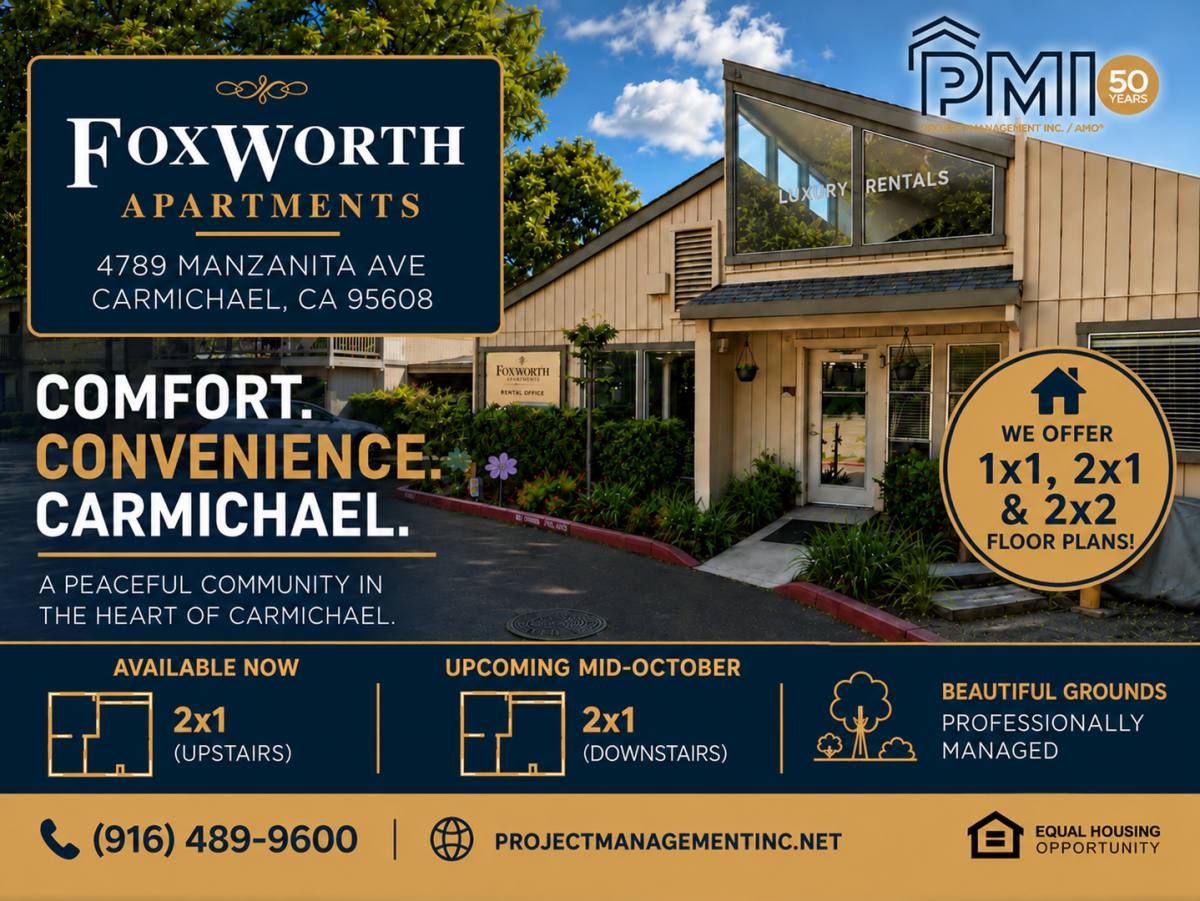 Apartment for rent at Carmichael Oasis at Foxworth, 4789 Manzanita Ave, Carmichael, CA 95608