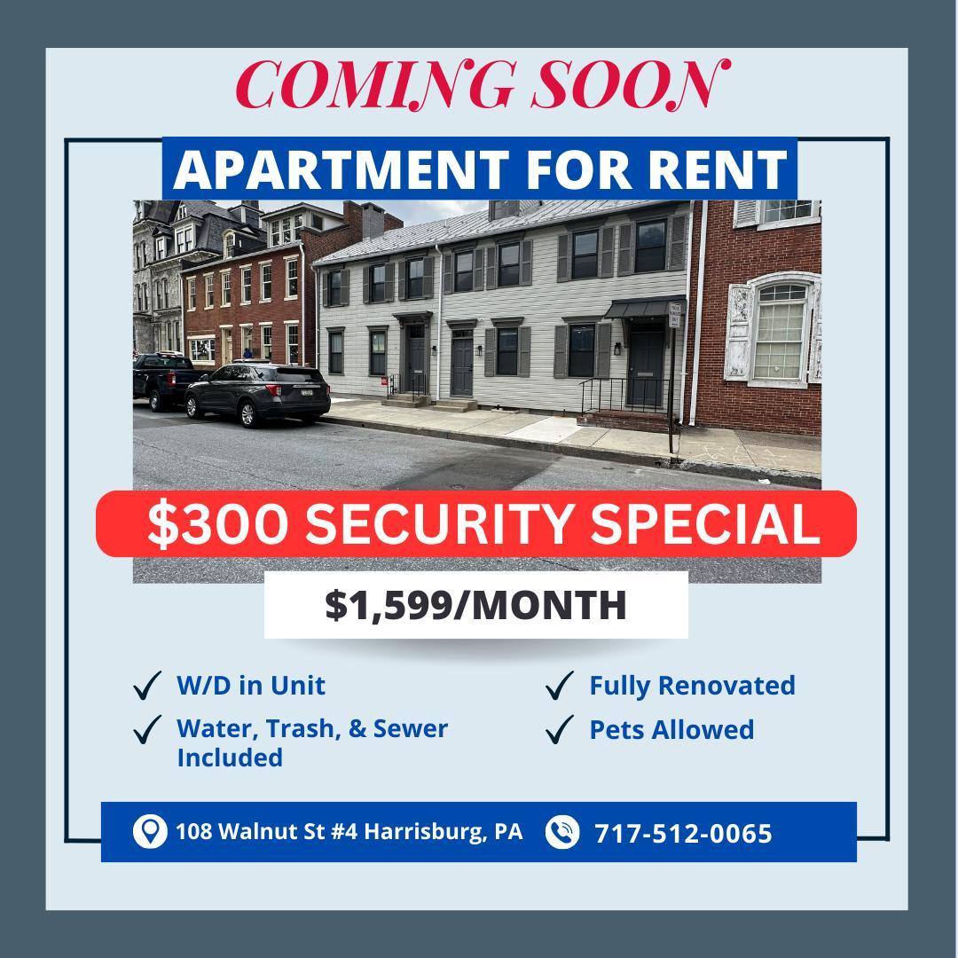 Apartment for rent at Capitol Area, 108 Walnut St #4, Harrisburg, PA 17101