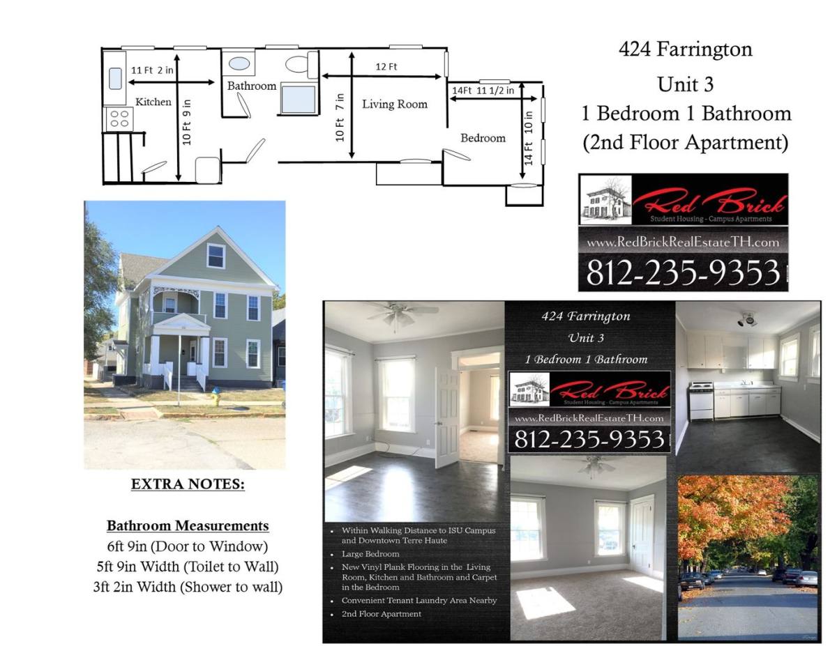 Apartment for rent at 935 S 5th & 424 Farrington, Terre Haute, IN 47807
