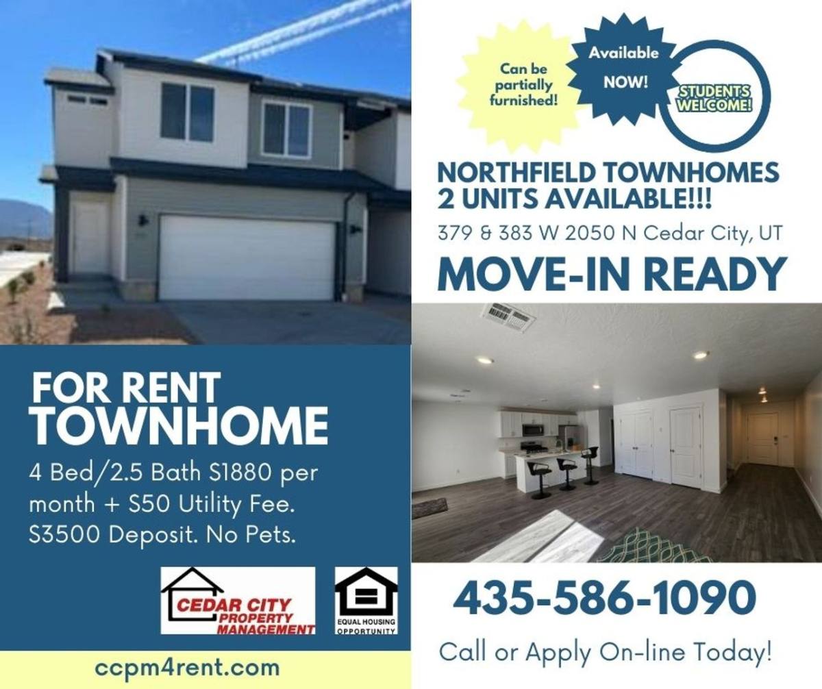 Townhouse for rent at 379 W 2050 N, Cedar City, UT 84721