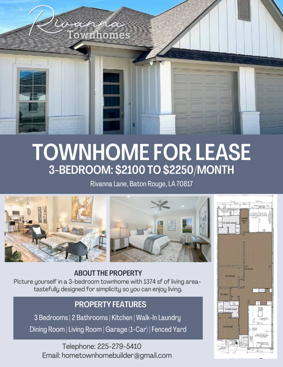 Townhouse for rent at 13747 Rivanna Lane, Baton Rouge, LA 70817