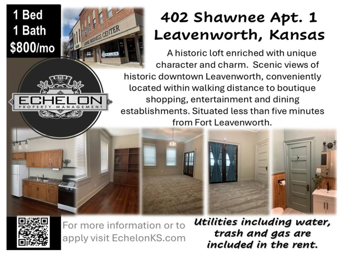 Apartment for rent at 402 Shawnee, Leavenworth, KS 66048