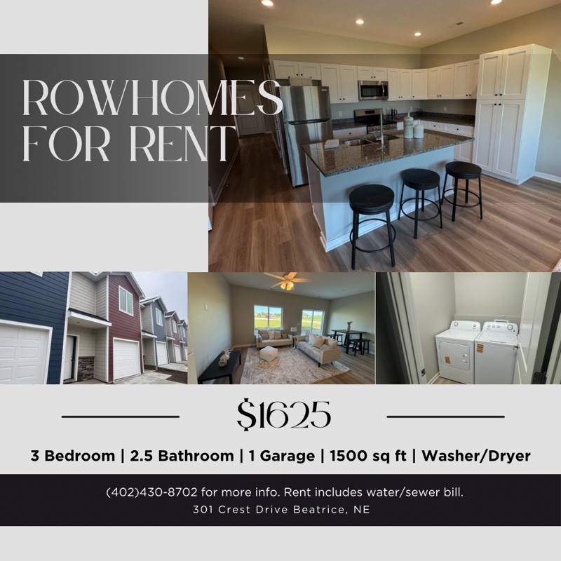Townhouse for rent at 301 Crest Dr #1, Beatrice, NE 68310