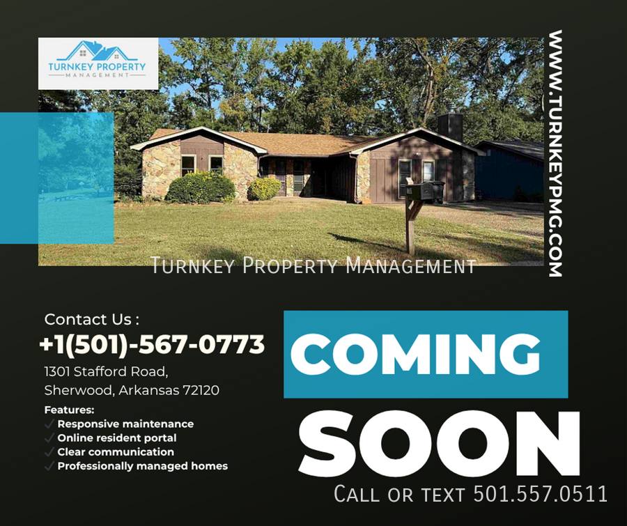 House for rent at 1301 Stafford Rd, Sherwood, AR 72120