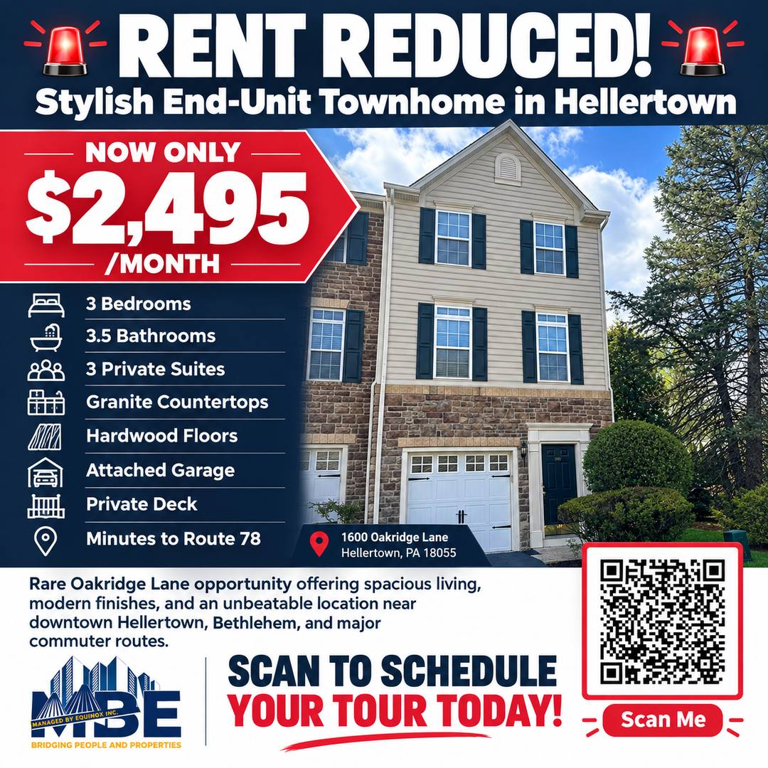 Townhouse for rent at 1600 Oakridge Lane, Hellertown, PA 18055