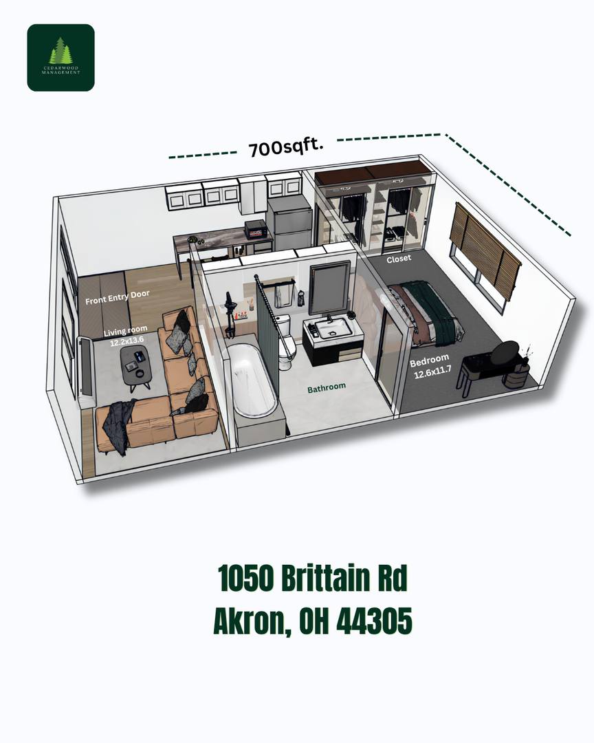 Apartment for rent at 1050 Brittain Rd, Akron, OH 44305