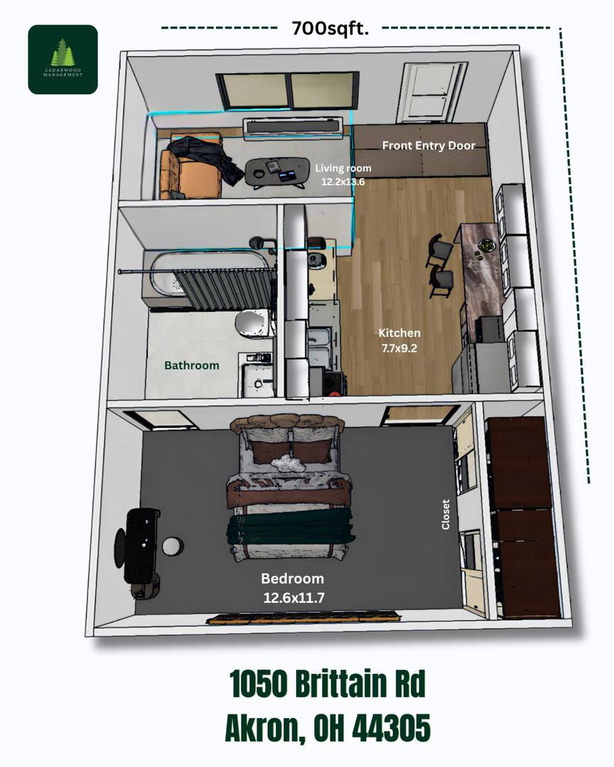 Apartment for rent at 1050 Brittain Rd, Akron, OH 44305