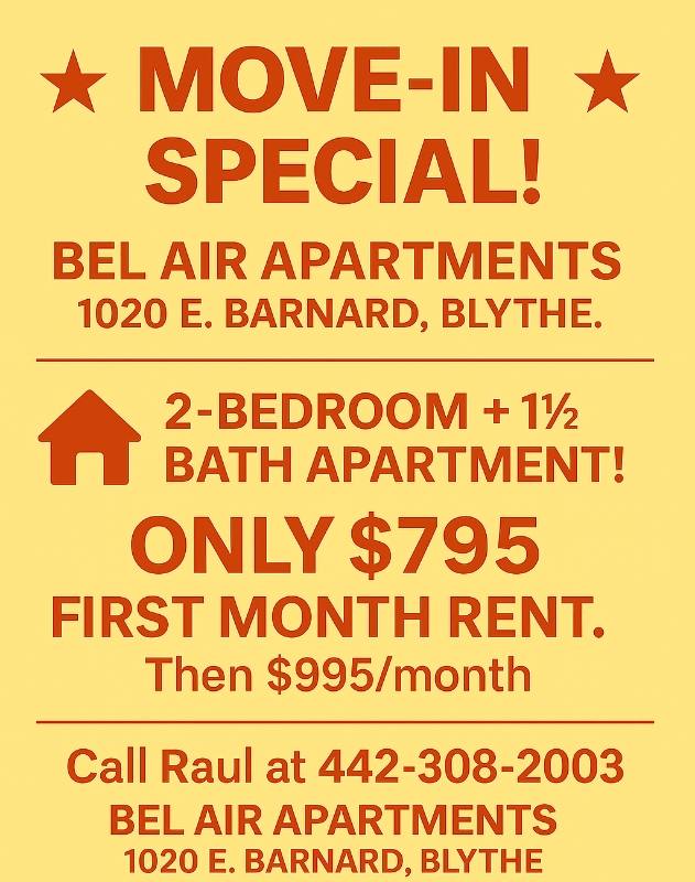 Apartment for rent at 1020 E Barnard St, Blythe, CA 92225