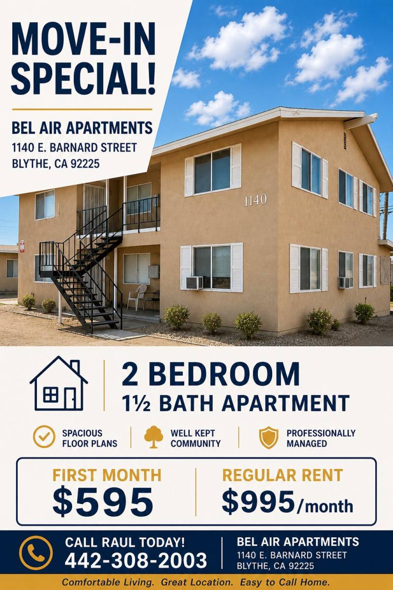 Apartment for rent at 1020 E Barnard St, Blythe, CA 92225