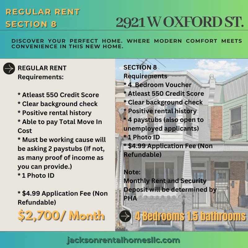 House for rent at 2921 W Oxford St, Philadelphia, PA 19121