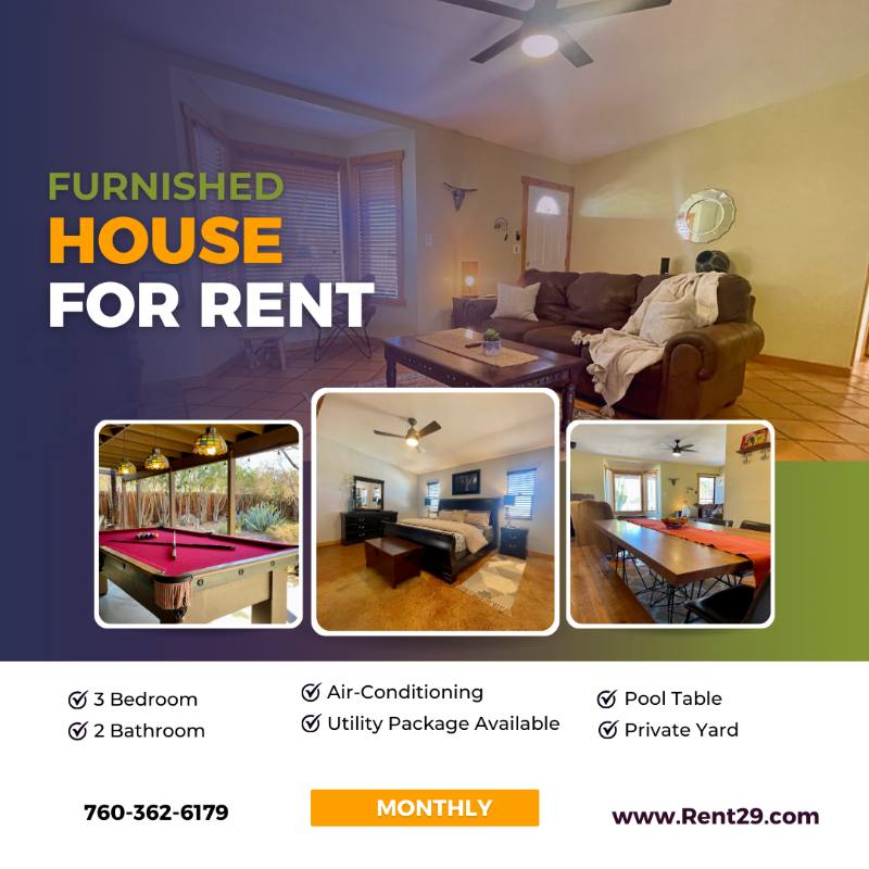 House for rent at 6500 Pine Spring #FURNISHED, Twentynine Palms, CA 92277