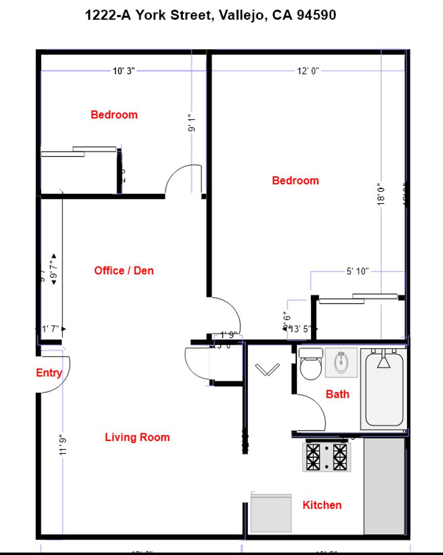 Apartment for rent at 1222-A York St, Vallejo, CA 94590